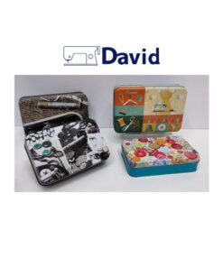 Set 2 scatole contenitori in latta per accessori cucito