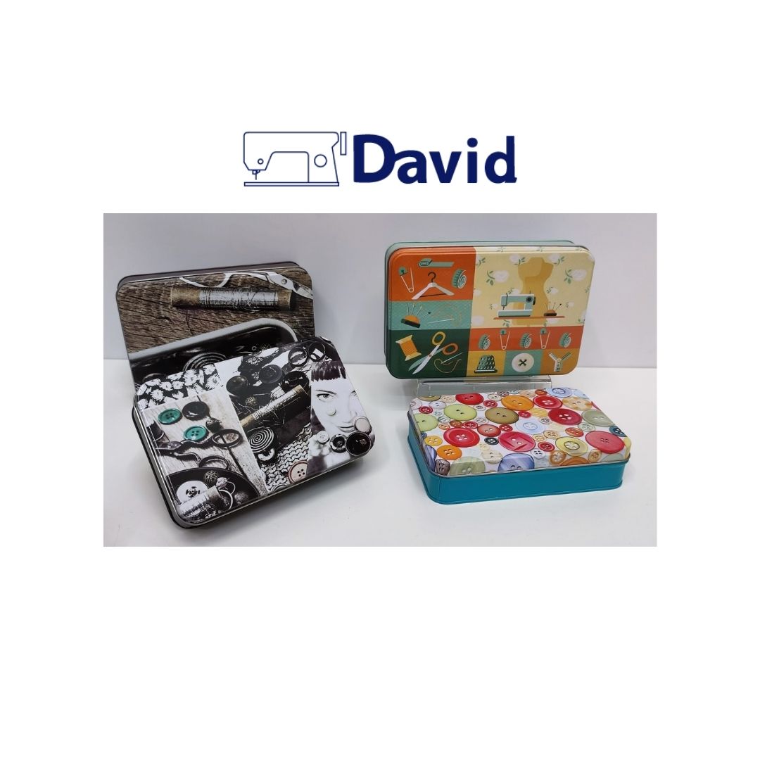 Set 2 scatole contenitori in latta per accessori cucito - Macchine per  cucire David